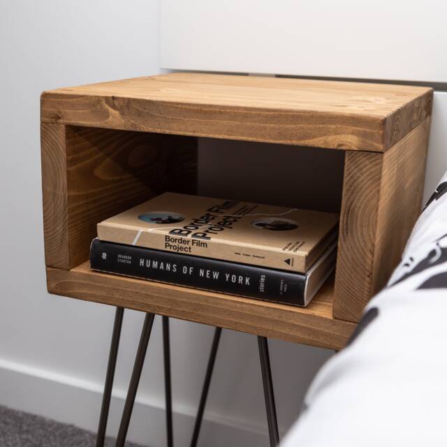 Wooden Bedside Table/Hairpin Legs Handmade Bedroom Furniture Farmhouse Cottage - image 1