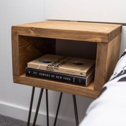 Wooden Bedside Table/Hairpin Legs Handmade Bedroom Furniture Farmhouse Cottage
