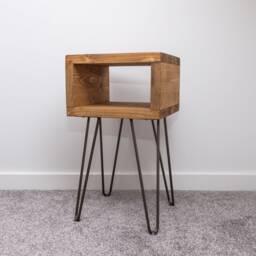 Wooden Bedside Table/Hairpin Legs Handmade Bedroom Furniture Farmhouse Cottage - thumbnail 3