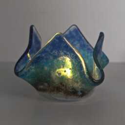 Glass Tealight Holder, Ocean Waves Coastal Decor, Handmade Candle Dish - thumbnail 3
