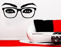 Wall Decals Eyes Glasses Makeup Girl Woman Cosmetic Decal Vinyl Sticker Hair Beauty Salon Decor Art Home Mural Bedroom Ms306