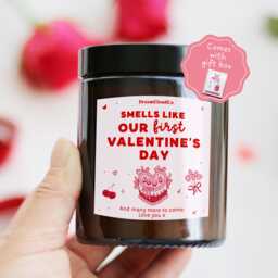 First Valentine's Day Gift For Him Her Boyfriend Girlfriend Husband Wife - Smells Like Our Personalized Candle