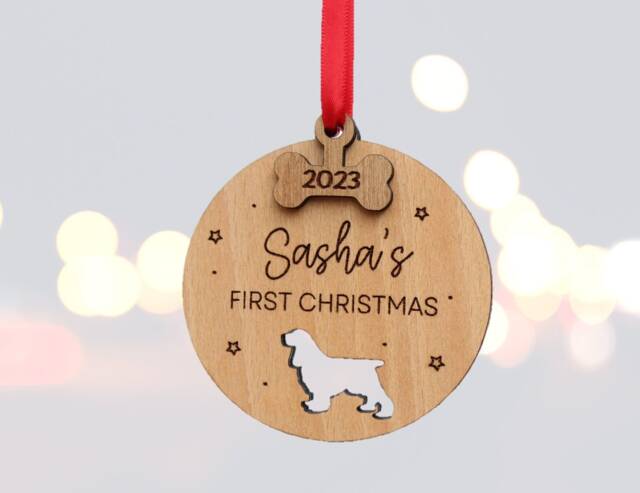 Personalised Dogs First Christmas Bauble Dog Decoration, Pet Lover Gift, Pet, Decor Wooden Tree Decoration - image 1