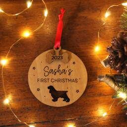Personalised Dogs First Christmas Bauble Dog Decoration, Pet Lover Gift, Pet, Decor Wooden Tree Decoration - thumbnail 2
