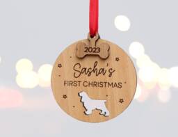 Personalised Dogs First Christmas Bauble Dog Decoration, Pet Lover Gift, Pet, Decor Wooden Tree Decoration - thumbnail 1