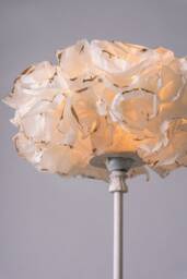 White Paper Lampshade Elegant Rustic Table Lamp, Golden Accent - thumbnail 1