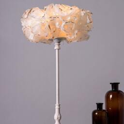 White Paper Lampshade Elegant Rustic Table Lamp, Golden Accent - thumbnail 3