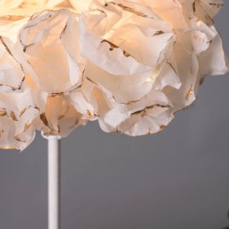 White Paper Lampshade Elegant Rustic Table Lamp, Golden Accent - thumbnail 2