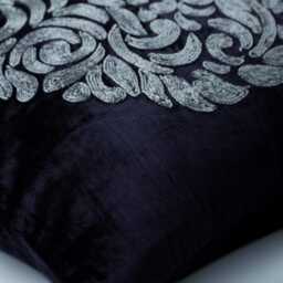 "Handmade Silver Zardozi Navy Blue Euro Pillow 24""x24""/26""x26" - thumbnail 2