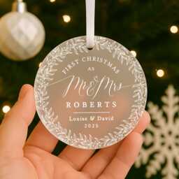 Personalised First Christmas Married Decoration Gift, 1st Bauble, Marriage Ornament Keepsake, Couple Keepsake - thumbnail 1