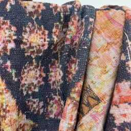 Handmade Reversible Cotton Kantha Quilt - Lightweight Soft Blanket With Ethnic Patchwork Style - thumbnail 2