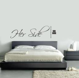 Her Side His Wall Decal - Master Bedroom Living Room Hallway Wedding Gift Engagement Party Favor Love Bride Groom Husband Wife