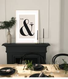You & Me Ampersand Poster, Beige Quote Print, Retro Typography Minimalist Home Decor, Modern Slogan Wall Art, Office, Lounge, A2 A1 - thumbnail 1