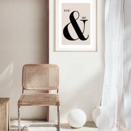 You & Me Ampersand Poster, Beige Quote Print, Retro Typography Minimalist Home Decor, Modern Slogan Wall Art, Office, Lounge, A2 A1 - thumbnail 3
