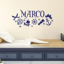 Pirate Decor, Personalized Wall Decals, Name Stickers, Wall Stickers For Bedroom, Room Decor Db195 - thumbnail 3