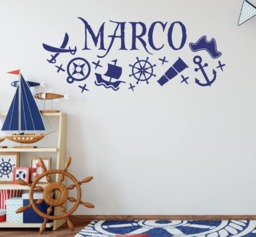 Pirate Decor, Personalized Wall Decals, Name Stickers, Wall Stickers For Bedroom, Room Decor Db195 - thumbnail 1