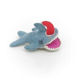 Santa Jaws Shark Christmas Tree Topper Needle Felt Quirky Handmade Decoration - thumbnail 2
