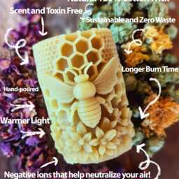 Peony Floral Beeswax Pillar Candle Toxin-Free, Zero-Waste - thumbnail 4