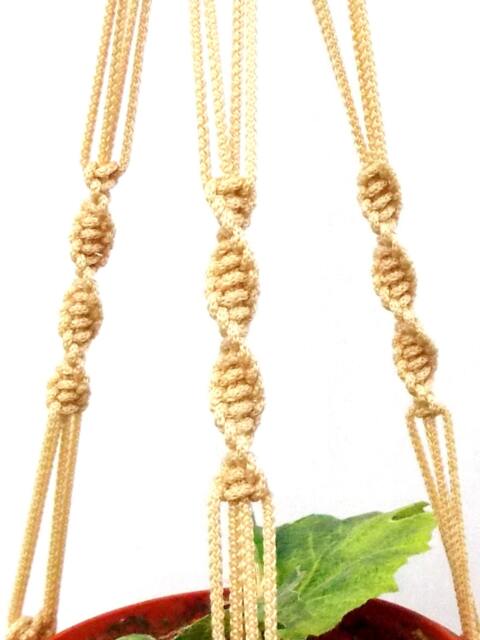 Beige Macrame Plant Hanger 24 Inches 3mm - Hanging Planter Indoor Outdoor Plant Holder Macrame Wall Hanging Pattern - image 1
