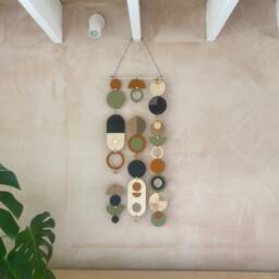 Geometric Wood Wall Art - Modern Mobile, Mid-Century Style - thumbnail 1