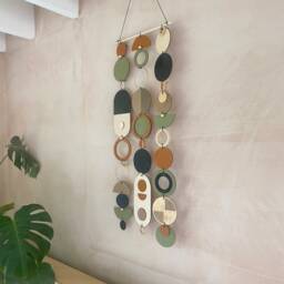 Geometric Wood Wall Art - Modern Mobile, Mid-Century Style - thumbnail 2