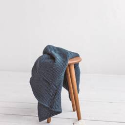 Linen Waffle Towel, Linen Hands Bath Towel, Blue Beach Towel, Guest Towel, Sauna Towel - thumbnail 2