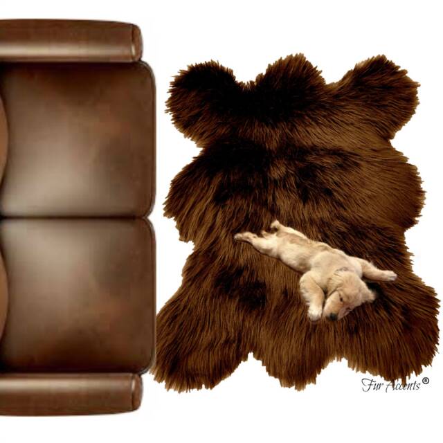 Faux Fur Bear Skin Rug - Rocky Mountain Style, Plush Throw Carpet - image 1