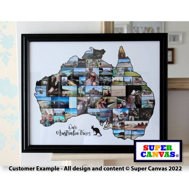 Australia Map Personalised Custom Family Sydney Holiday Travel Wedding Photo Picture Frame Shape Collage Framed Print Wall Art Birthday Gift - image 1