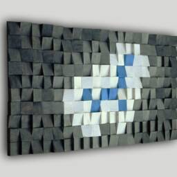 3D White Blue Shades Of Gray Wooden Wall Art - thumbnail 2