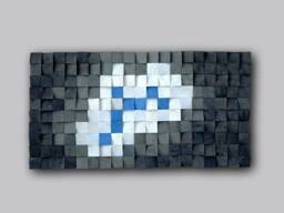 3D White Blue Shades Of Gray Wooden Wall Art