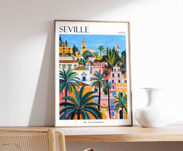 Seville Travel Poster Spanish Cityscape Art Print - image 1