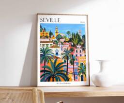 Seville Travel Poster Spanish Cityscape Art Print - thumbnail 1