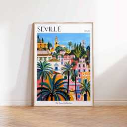 Seville Travel Poster Spanish Cityscape Art Print - thumbnail 3