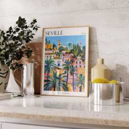 Seville Travel Poster Spanish Cityscape Art Print - thumbnail 2