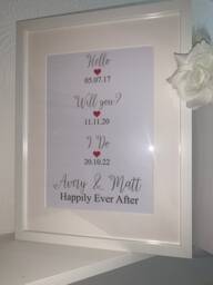 Personalised Wedding Print - Your Names, Dates, First Met, Engaged, Married Couple Gift - thumbnail 1