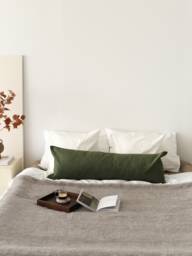 Teddy Boucle Lumbar Pillow Cover, Extra Soft & Long Any Custom Size Case, Boho Home Decor, Body Hidden Zipper, 14x36 - thumbnail 1