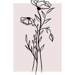 Pair Of Pink Line Art Floral Prints, Floral Wall Home Decor Poster Lounge Art Set Living Room Kitchen Hallway Simple Bedroom Prints - thumbnail 2