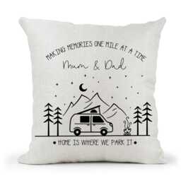 Personalised Pop Top Camper Van Motorhome Campervan Cream Canvas Cushion, Home Is Where We Park It , Home Decor, Wedding, Anniversary Gift - thumbnail 2