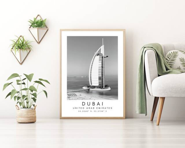 Burj Khalifa Dubai Print Black & White Minimalist Wall Art - image 1