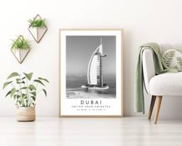 Burj Khalifa Dubai Print Black & White Minimalist Wall Art - thumbnail 1