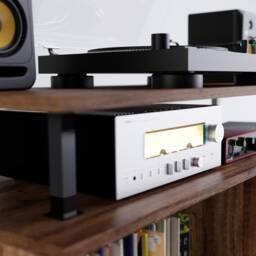 Kolstad Vinyl Record Storage Cabinet With Floating Shelf Minimal Unit - Hi-Fi Oak Walnut Teak - thumbnail 2