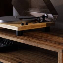 Kolstad Vinyl Record Storage Cabinet With Floating Shelf Minimal Unit - Hi-Fi Oak Walnut Teak - thumbnail 4