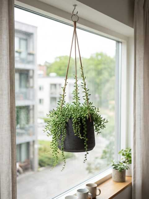 Hanging Plant Pot, Black-Washed, Multiple Sizes - image 1