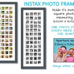 Multi Photo Frame For 52 Instax Square Photos - Grey Wooden - thumbnail 2