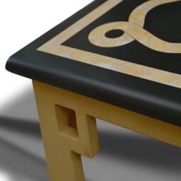 Coffee Table Side Marble Top Scagliola Art Inlay Iron Base - thumbnail 4