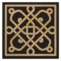 Coffee Table Side Marble Top Scagliola Art Inlay Iron Base - thumbnail 2