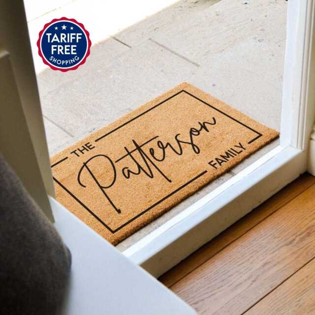 Custom Family Door Mat - Last Name Doormat Front Decor Housewarming Gift Personalized Wedding Realtor Closing - image 1