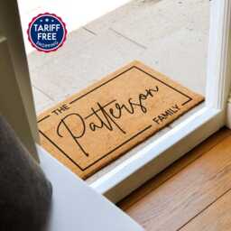 Custom Family Door Mat - Last Name Doormat Front Decor Housewarming Gift Personalized Wedding Realtor Closing - thumbnail 1