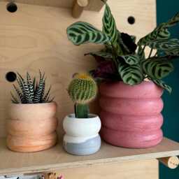 Wavy Concrete Plant Pot Handmade Minimalist Cactus Planter - thumbnail 2