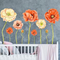 Poppy Anemone Flowers Wall Sticker - Girls Nursery Decor Decal Home Flower Watercolor Floral R224 - thumbnail 3